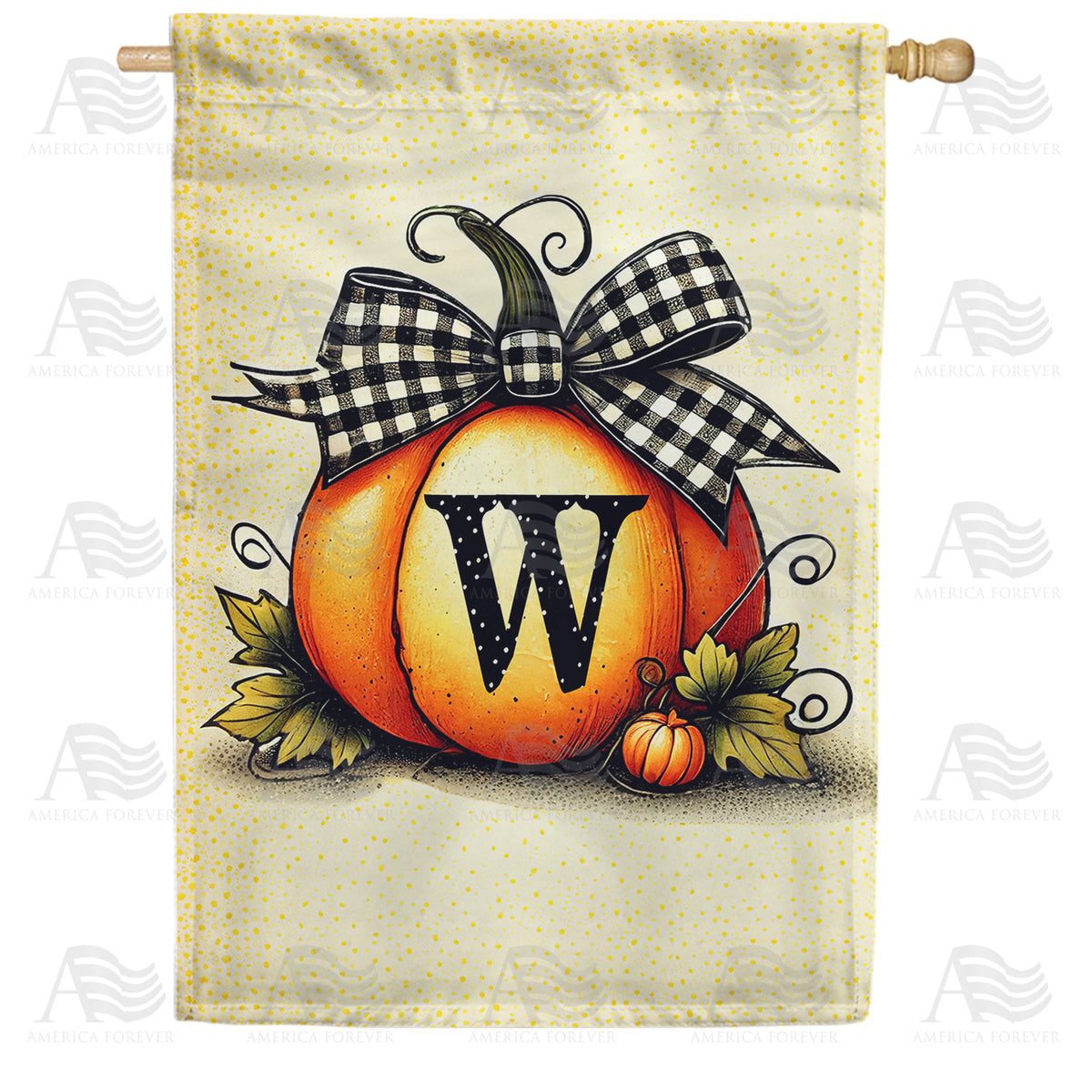 America Forever Fall Pumpkin Monogram House Flag