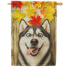 America Forever Fall Siberian Husky And Ladybug House Flag
