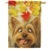 America Forever Fall Yorkshire Terrier and Ladybug House Flag