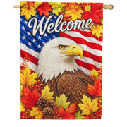 America Forever Patriotic Bald Eagle Fall Leaves Welcome House Flag