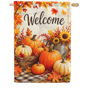 America Forever Welcome Fall Pumpkins and Sunflowers House Flag