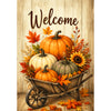 America Forever Welcome Pumpkin Wheelbarrow Fall Harvest House Flag