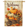 America Forever Welcome Pumpkin Wheelbarrow Fall Harvest House Flag