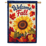 America Forever Welcome Fall Sunflower and Autumn Leaves House Flag