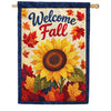 America Forever Welcome Fall Sunflower and Autumn Leaves House Flag