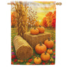 America Forever Fall Harvest Pumpkins and Hay Bales House Flag