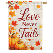 America Forever Love Never Fails Autumn Pumpkin House Flag