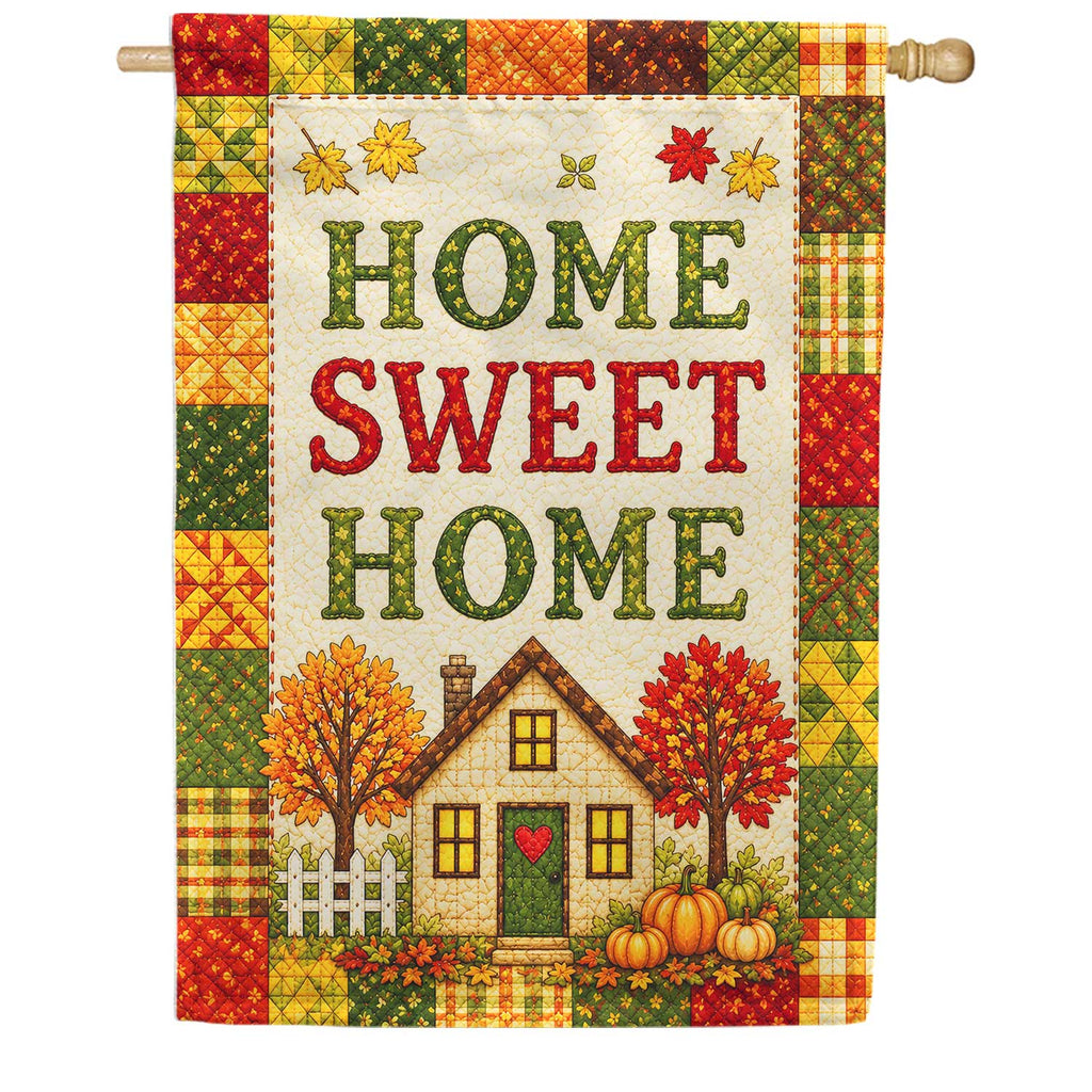 America Forever Home Sweet Home Autumn Patchwork Quilt House Flag