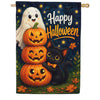 America Forever Happy Halloween Ghost Pumpkins and Black Cat House Flag
