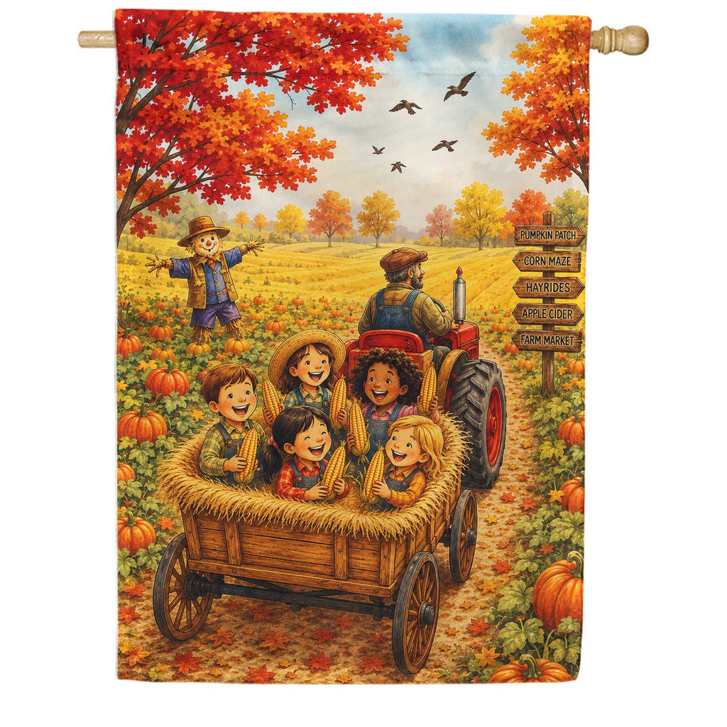 America Forever Fall Hayride House Flag