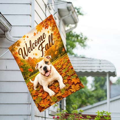 America Forever Welcome Fall Pitbull House Flag