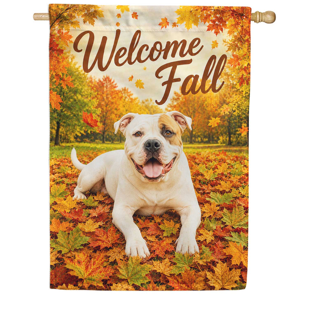 America Forever Welcome Fall Pitbull House Flag