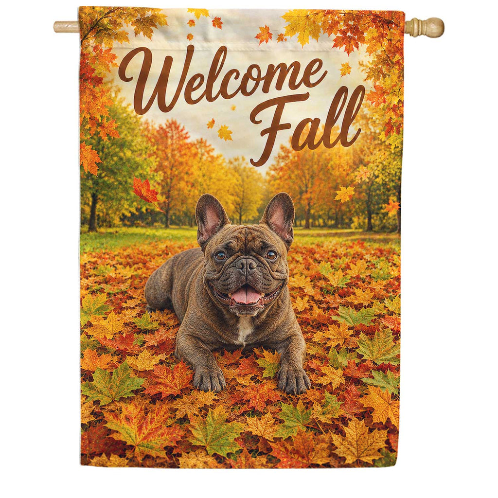 America Forever Welcome Fall French Bulldog House Flag