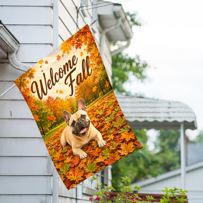 America Forever Welcome Fall Dog French Bulldog House Flag