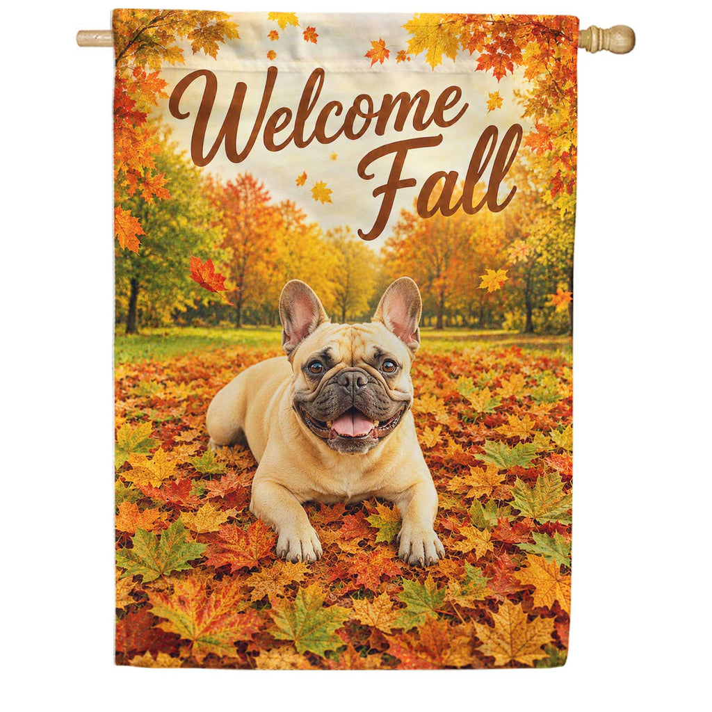 America Forever Welcome Fall Dog French Bulldog House Flag