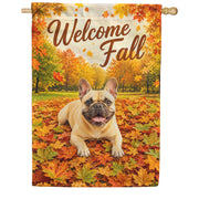 America Forever Welcome Fall Dog French Bulldog House Flag