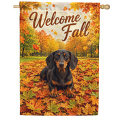 America Forever Welcome Fall Dachshund House Flag