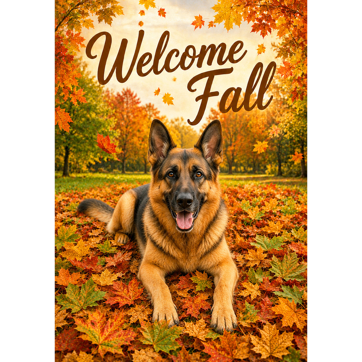 America Forever Welcome Fall German Shepherd House Flag