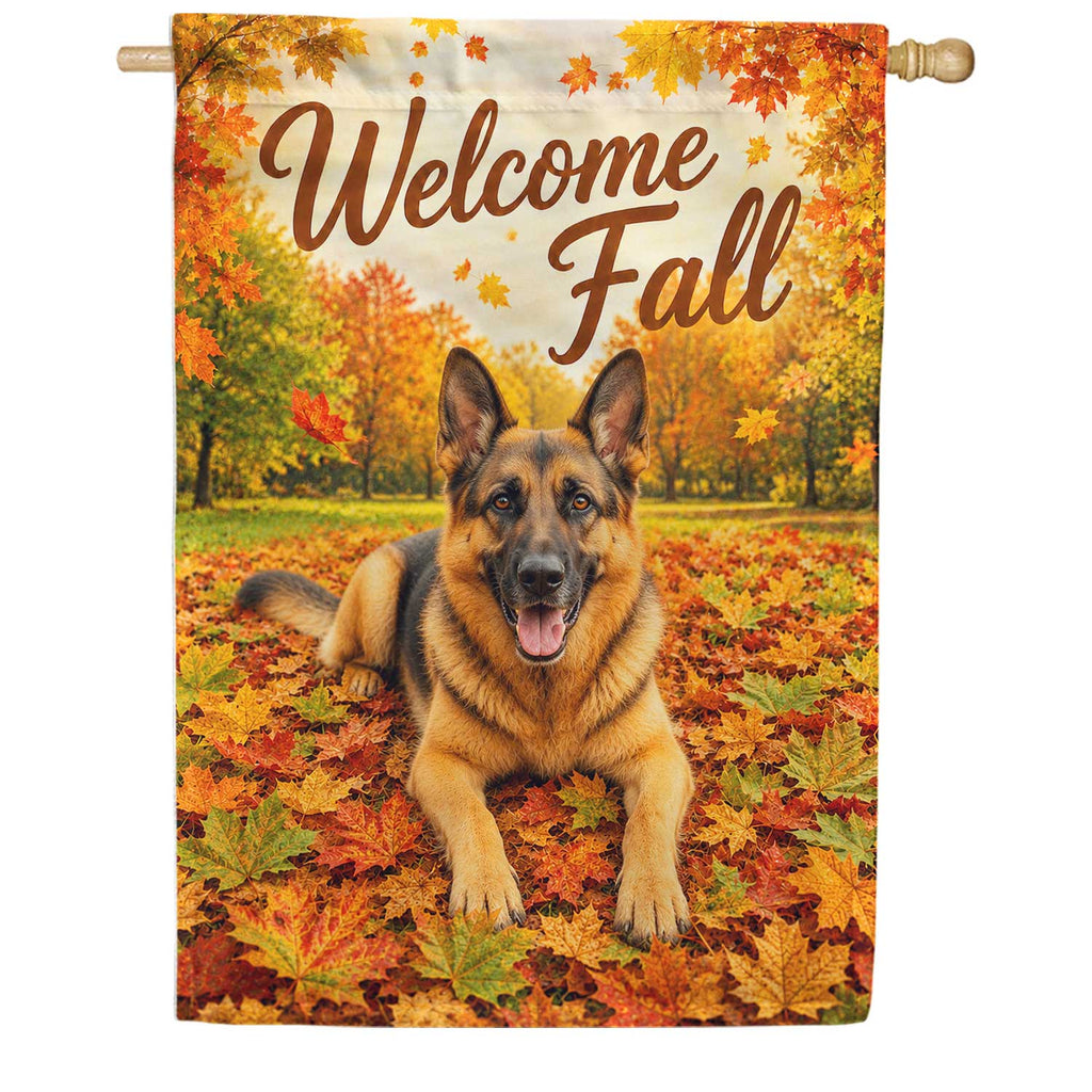 America Forever Welcome Fall German Shepherd House Flag