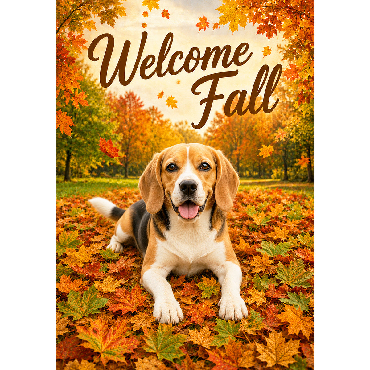 America Forever Welcome Fall Beagle House Flag