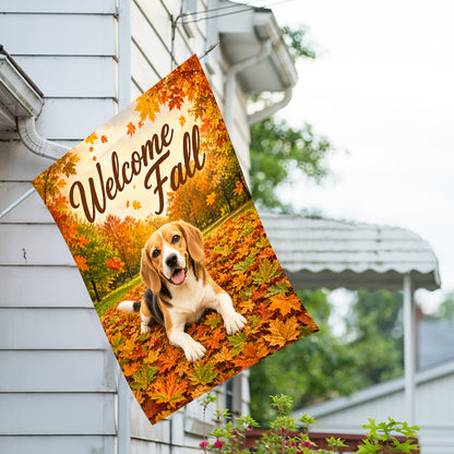 America Forever Welcome Fall Beagle House Flag
