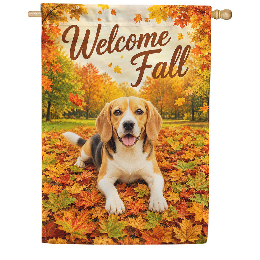 America Forever Welcome Fall Beagle House Flag