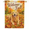 America Forever Welcome Fall Golden Retriever House Flag