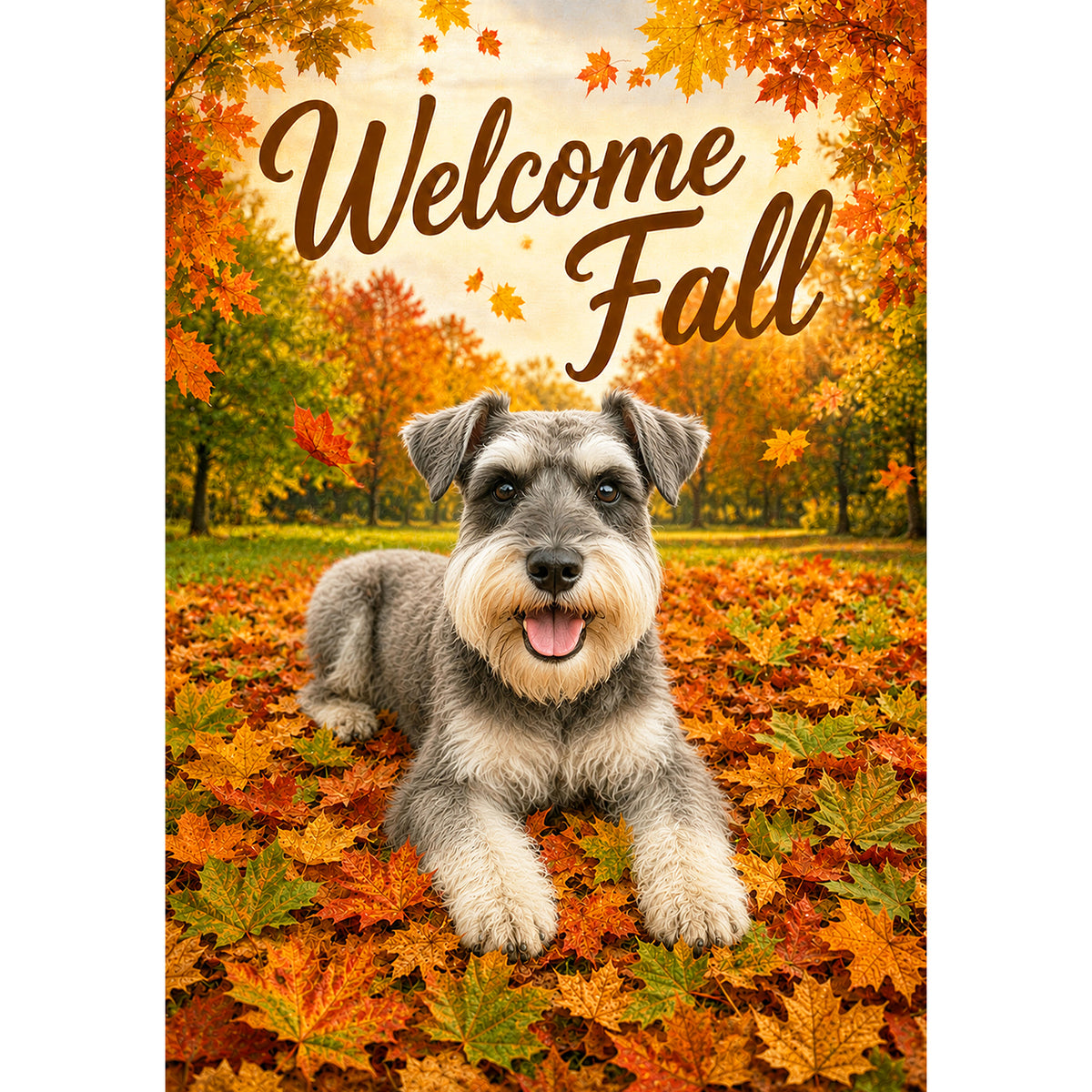America Forever Welcome Fall Schnauzer Dog House Flag