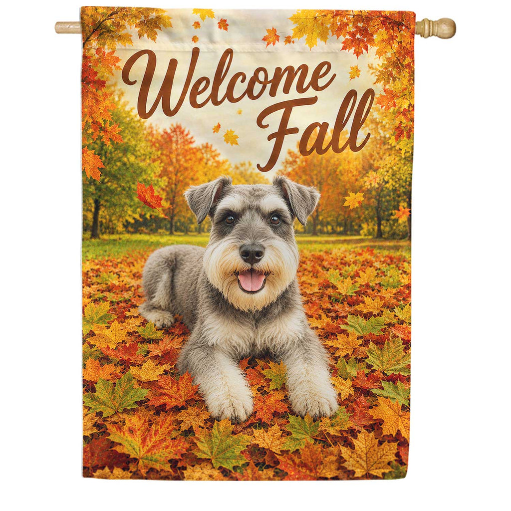 America Forever Welcome Fall Schnauzer Dog House Flag