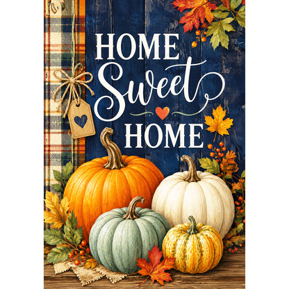 America Forever Home Sweet Home Fall Pumpkins House Flag