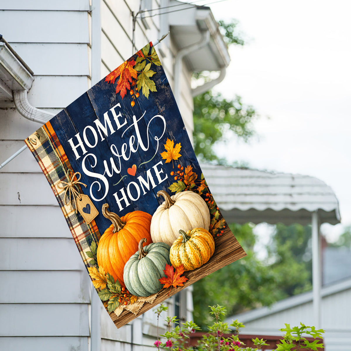 America Forever Home Sweet Home Fall Pumpkins House Flag