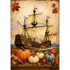 America Forever Mayflower Ship Autumn Harvest Thanksgiving House Flag