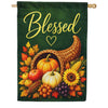 America Forever Blessed Cornucopia Thanksgiving Harvest House Flag