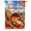 America Forever Happy Thanksgiving Cornucopia Harvest House Flag