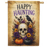 America Forever Happy Haunting Skull Floral Halloween House Flag