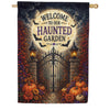 America Forever Welcome To Our Haunted Garden Halloween House Flag