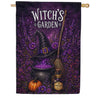 America Forever Witch's Garden Halloween Cauldron and Broom House Flag