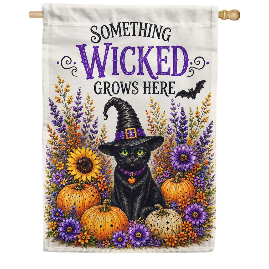 America Forever Something Wicked Grows Here Black Cat House Flag