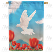 America Forever On The Wings Of A Snow White Dove House Flag