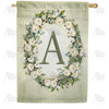 America Forever Sage Floral Monogram House Flag