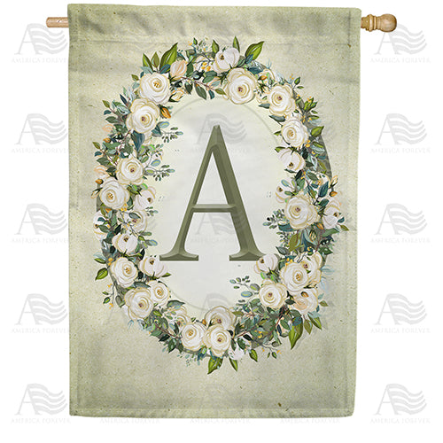 America Forever Sage Floral Monogram House Flag