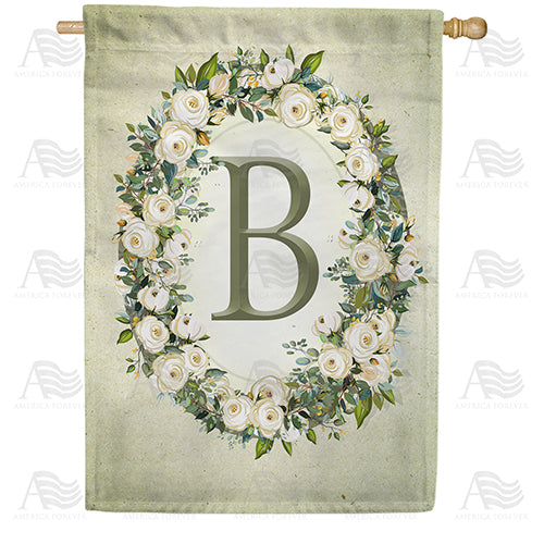America Forever Sage Floral Monogram House Flag