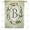 America Forever Sage Floral Monogram House Flag