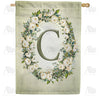 America Forever Sage Floral Monogram House Flag