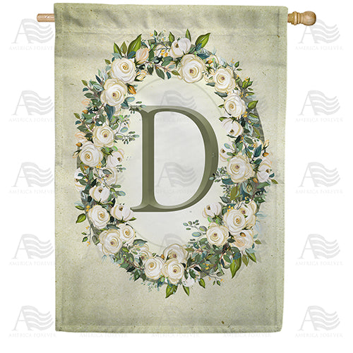America Forever Sage Floral Monogram House Flag