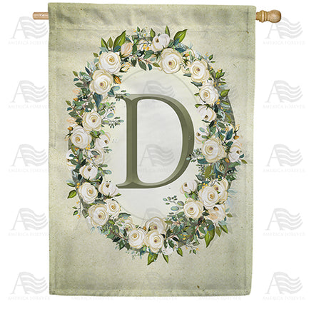 America Forever Sage Floral Monogram House Flag