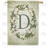 America Forever Sage Floral Monogram House Flag
