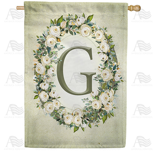 America Forever Sage Floral Monogram House Flag