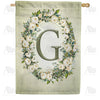 America Forever Sage Floral Monogram House Flag