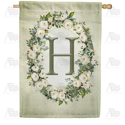 America Forever Sage Floral Monogram House Flag